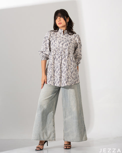 Printed Cotton Below Hip Top 59181